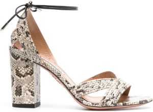 Aquazzura snakeskin-print 85mm leather sandals Neutrals