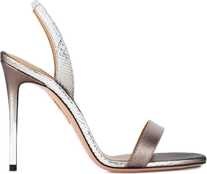 Aquazzura So Nude 105mm snakeskin-effect sandals Silver