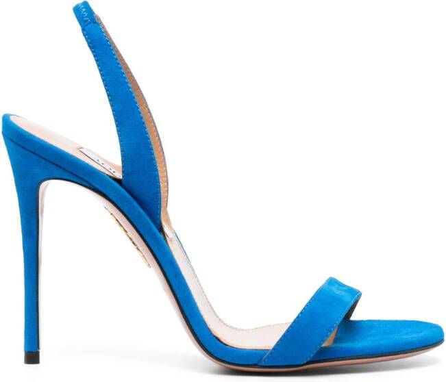 Aquazzura So Nude Sandal 105mm suede sandals Blue