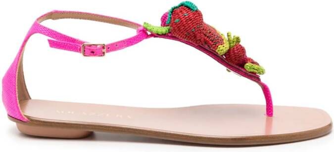 Aquazzura Strawberry Punch woven-embellished sandals Pink