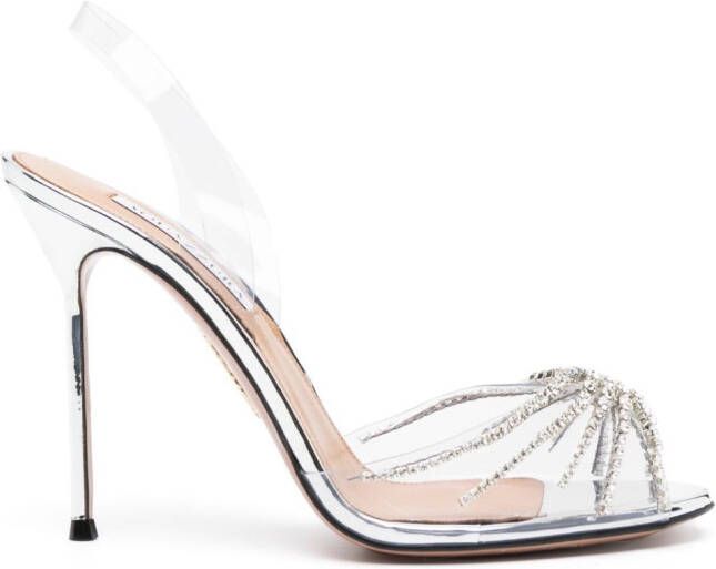 Aquazzura Sunshine 105mm crystal sandals Silver