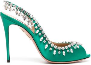 Aquazzura Temptation 105mm crystal-embellished sandals Green