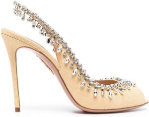 Aquazzura Temptation 105mm crystal-embellished sandals Neutrals