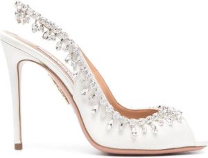 Aquazzura Temptation 105mm crystal-embellished sandals White