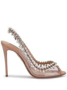 Aquazzura Temptation crystal-embellished peep-toe sandals Neutrals