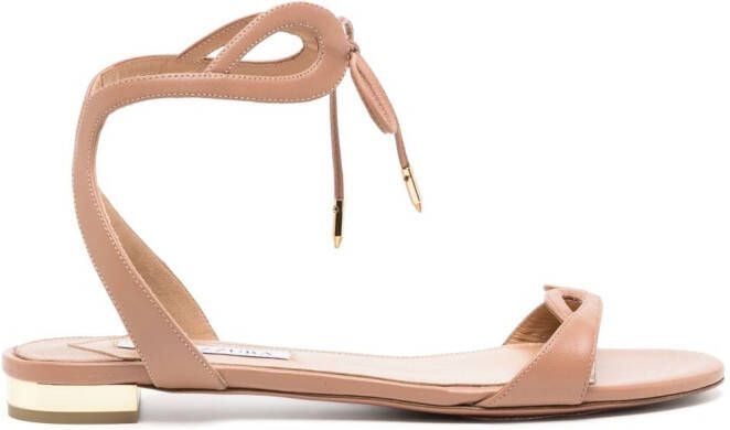 Aquazzura Tessa leather flat sandals Pink