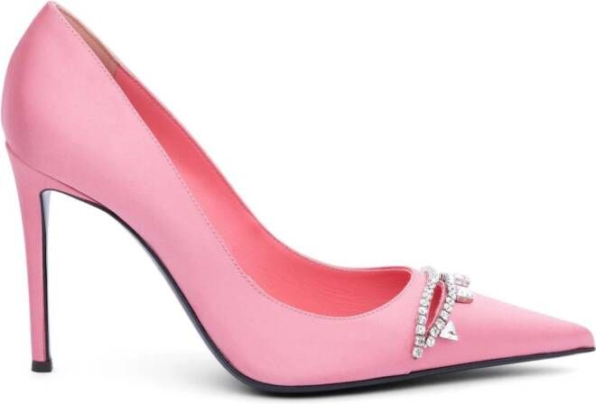 AREA crystal-embellished stiletto pumps Pink