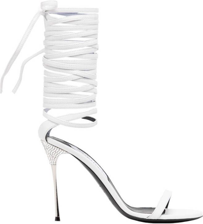AREA x Sergio Rossi Shibari sandals White