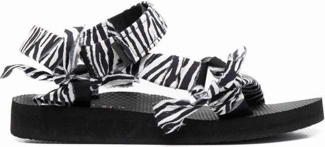 Arizona Love Trekky zebra-print gauze sandals Black