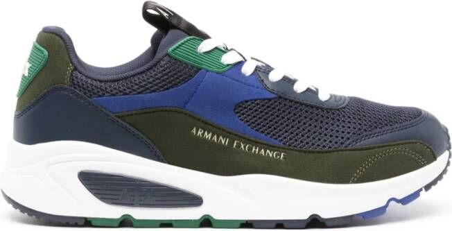 Armani Exchange logo-debossed panelled mesh sneakers Blue