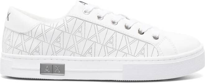 Armani Exchange logo-pattern perforated sneakers White