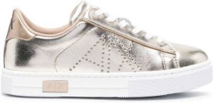 Armani Exchange perforated logo leather trainers Gold