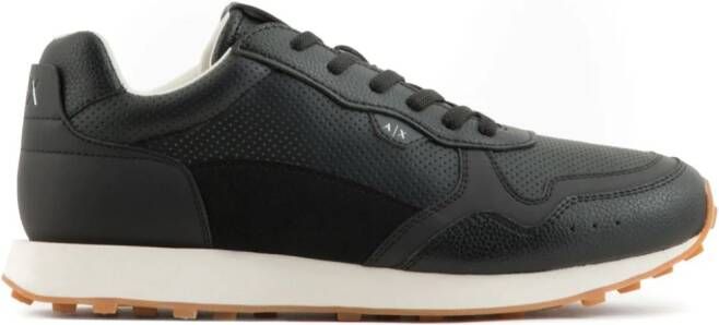 Armani Exchange perforated panelled sneakers Black
