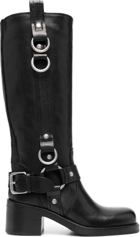 Ash 60mm buckle-detail leather boots Black