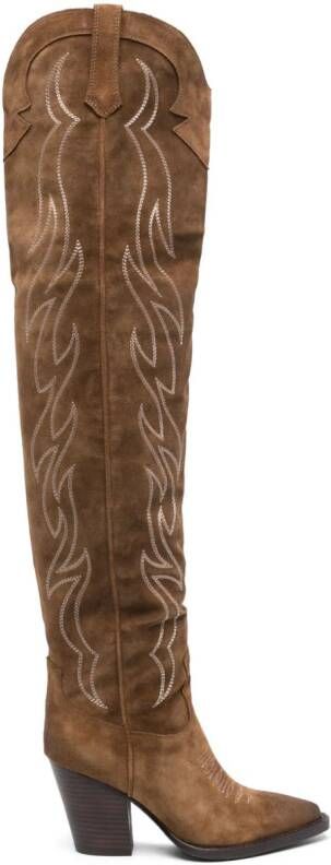 Ash 85mm embroidered suede boots Brown