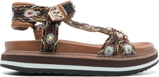 Ash braid-detailing leather sandals Brown