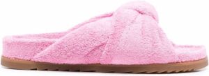 Ash brushed knot-detail slippers Pink