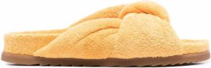 Ash brushed knot-detail slippers Yellow