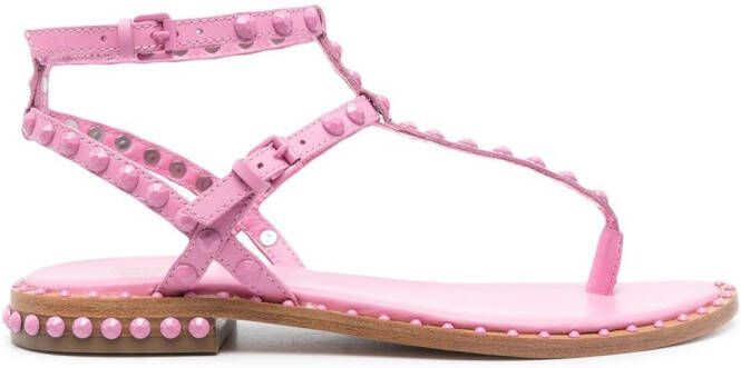 Ash crystal-embellishment leather sandals Pink
