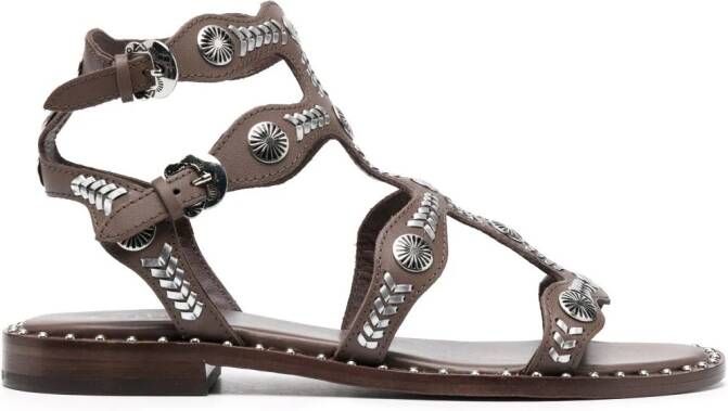 Ash Patcha studded leather sandals Brown