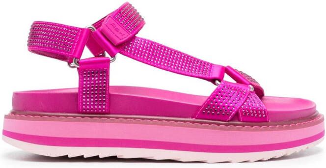 Ash rhinestone flat sandals Pink