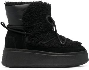Ash shearling-trim lace-up boots Black