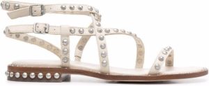 Ash strappy studded leather sandals White