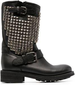 Ash studded calf-leather boots Black