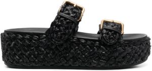 Ash Ziggy raffia flatform sandals Black