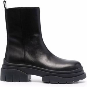 Ash zip-up leather boots Black