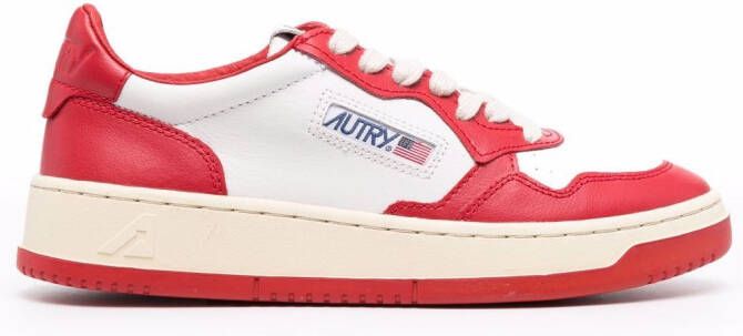 Autry contrast-panel leather sneakers Red
