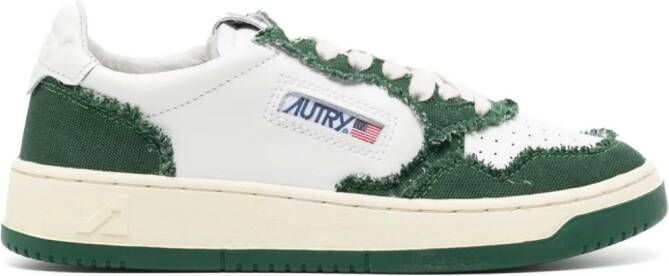 Autry Medalist frayed-trim leather sneakers Green
