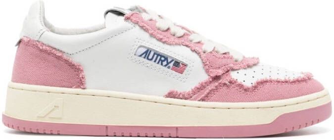 Autry Medalist frayed-trim leather sneakers Pink