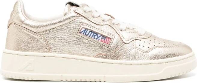 Autry Medalist metallic leather sneakers Gold