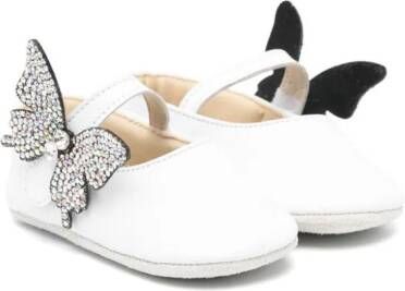 BabyWalker butterfly-appliqué leather ballerina shoes White