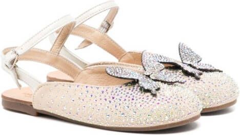 BabyWalker butterfly crystal-embellished ballerina shoes Neutrals