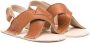 BabyWalker crossover-strap leather sandals Brown - Thumbnail 1