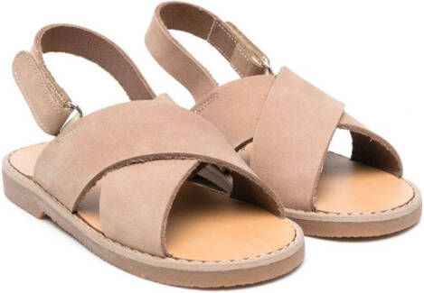 BabyWalker crossover-strap suede sandals Neutrals