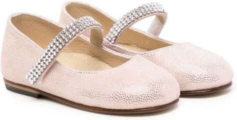 BabyWalker crystal-embellished leather ballerina shoes Pink