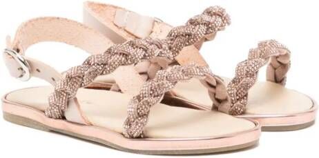 BabyWalker crystal-embellished leather sandals Pink