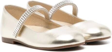 BabyWalker crystal-embellished metallic ballerina shoes Gold