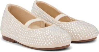 BabyWalker crystal-embellished suede ballerina shoes Neutrals