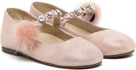 BabyWalker crystal-embellished suede ballerina shoes Pink