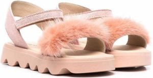 BabyWalker faux fur-trim sandals Pink