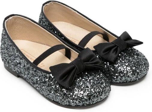 BabyWalker glitter bow-detail ballerina shoes Black