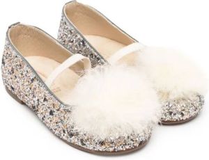 BabyWalker pom-pom embellihsed ballerina shoes Gold