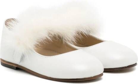 BabyWalker pompom-detail leather ballerina shoes White