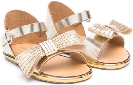 BabyWalker Restraint bow-detail metallic sandals Gold