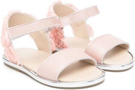 BabyWalker Restraint floral-appliqué metallic sandals Pink