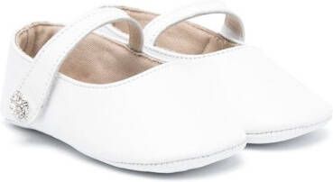 BabyWalker rhinestone-embellished leather ballerinas White